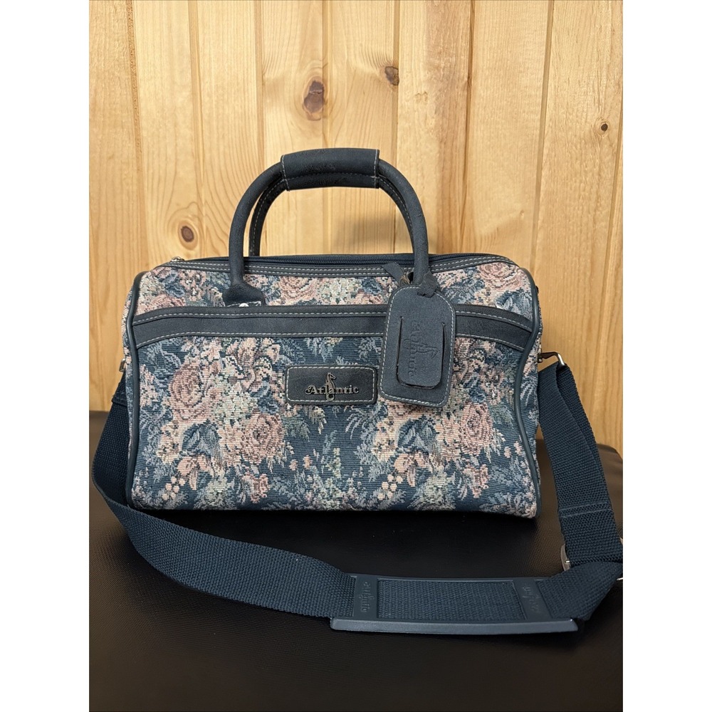 Vintage Atlantic Floral Tapestry Overnight Travel Duffel Bag Weekender Carry On